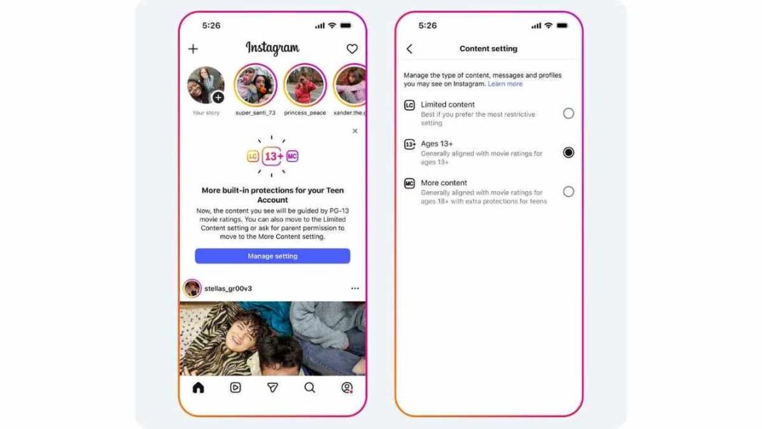 Instagram’s new teen settings allow for limited content for those under 18.