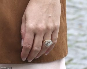The actress, who played Hermione Granger in the Harry Potter films, was wearing an impressive, vintage-style sparkler on her ring finger containing a large diamond