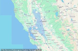 Although the West Coast did not see as much flooding in models of sea level rise, California's capital of Sacramento along with the Bay Area were still pictured as casualties in flooding maps