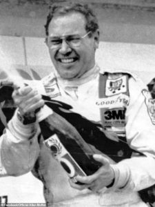 Moffat, 85, first showed signs of the disease in 2016 - but initially kept it from his family (pictured, after a triumph at Mount Panorama)