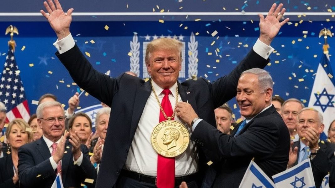Benjamin Netanyahu has posted an AI image of himself presenting Donald Trump with a Nobel Peace Prize medallion