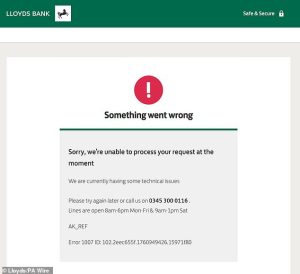 Major British banks including Lloyds (pictured) and Halifax are among the services also affected, as well as GOV.UK