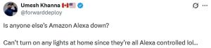 One frustrated Amazon Alexa found they were left in darkness amid the outage
