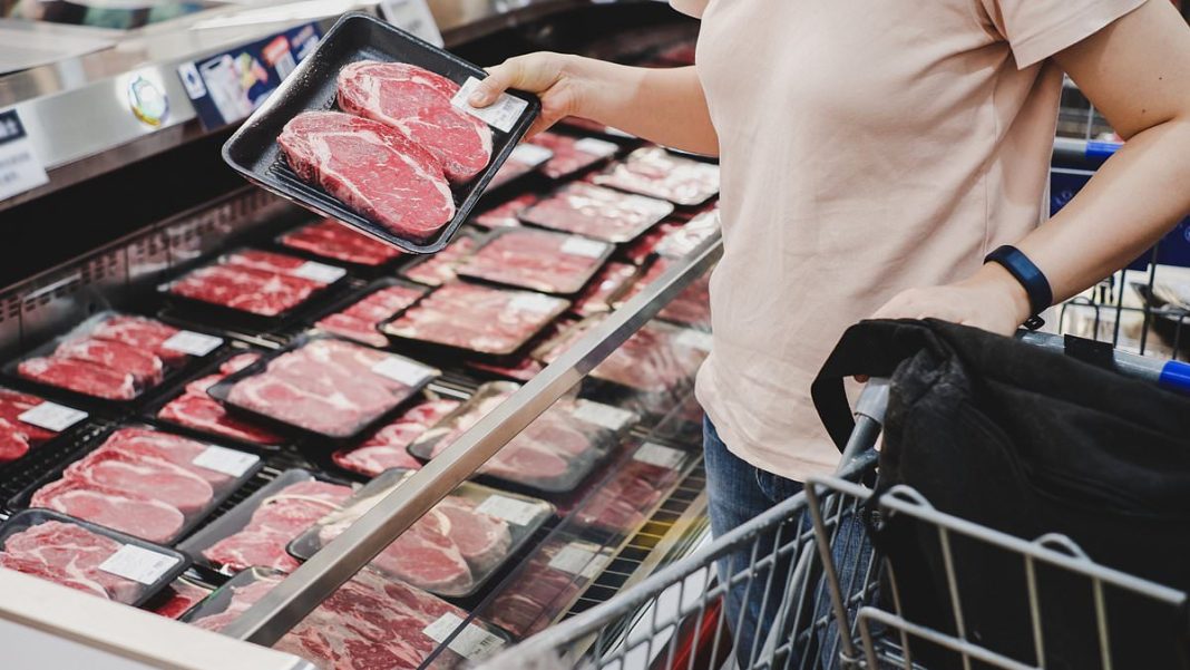 Extreme weather is set to add hundreds to your grocery bills as the price of beef, butter, milk, coffee, and chocolate soar by 15.6 per cent (stock image)