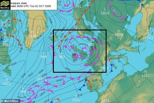 A weather system is a large scale low-pressure system that can whip up wild weather events. In this Met Office map, a black box encloses the weather system that 'organised the ingredients' for the tornado in Paris