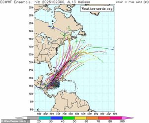 The latest spaghetti models for Melissa show the potential major hurricane making landfall in New York