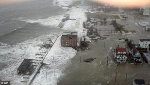 The potential for Melissa to reach New York could make the storm the first major hurricane to impact the state since Superstorm Sandy in 2012 (pictured)