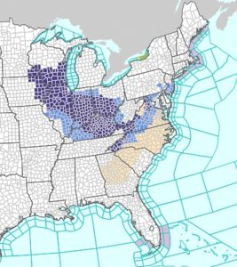 The National Weather Service issued the alert for 10 states, covering more than 200 counties