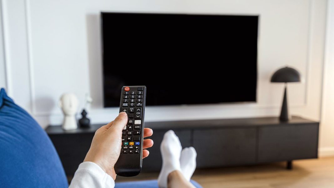 Scientists say that there is 'no point' for most people to splash out on a fancy 4K or 8K television, since these screens have a higher resolution than the human eye (stock image) 