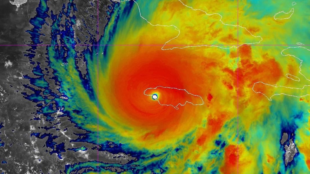 The 53rd Weather Reconnaissance Squadron flew a Super Hercules from one side of the storm to the other, passing directly over the massive eye of up to 10,00 feet in the air. The other plane was a WP-3D Orion (top)