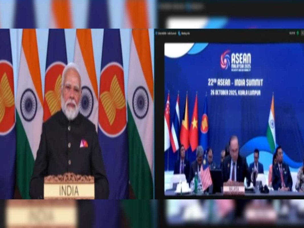 PM Modi virtually addressing 47th ASEAN Summit. (Photo: X/@narendramodi)
