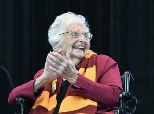 Sister Jean retired from her duties at the university in August due to health reasons.