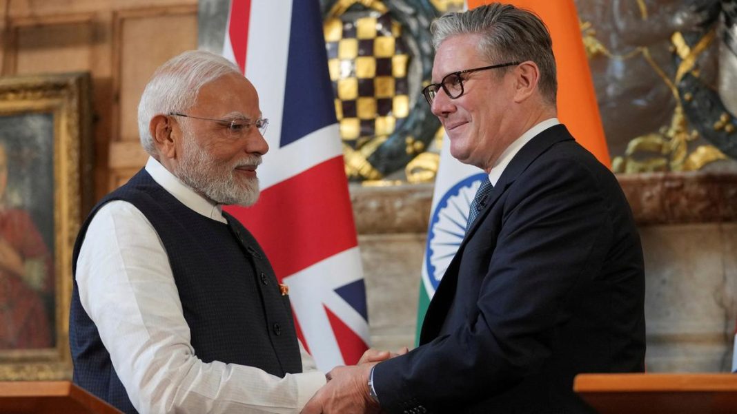 File picture of Prime Minister Narendra Modi greeting Britain’s Prime Minister Keir Starmer in Aylesbury, England | Photo Credit: via Reuters