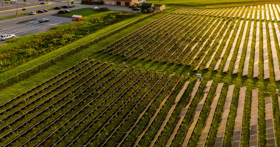 A large solar panel array near Brodheadsville, Pa.