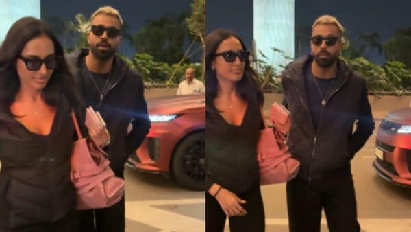 Hardik Pandya and Mahieka Sharma at Mumbai airport.