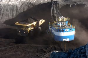 A haul truck is seen after being loaded with coal by a mechanized shovel at the Spring Creek mine. (Photo by AP)