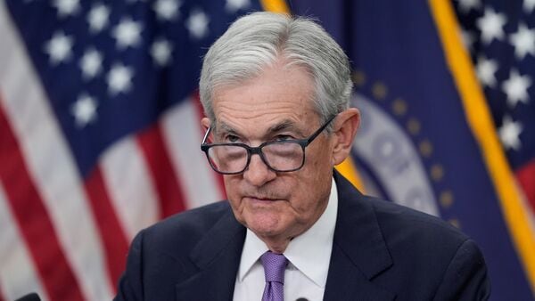 Federal Reserve Chairman Jerome Powell speaks at a news conference after the Federal Open Market Committee meeting at the Federal Reserve Board Building in Washington.