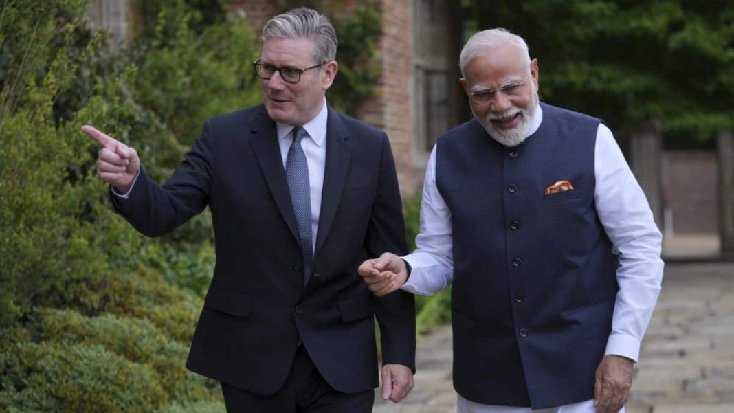 PM Modi with his UK counterpart Keir Starmer. File image/AP