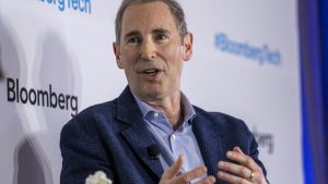 Andy Jassy, chief executive officer of Amazon.com Inc., speaks during a summit in San Francisco, on June 8, 2022. (David Paul Morris/Bloomberg / Getty Images)
