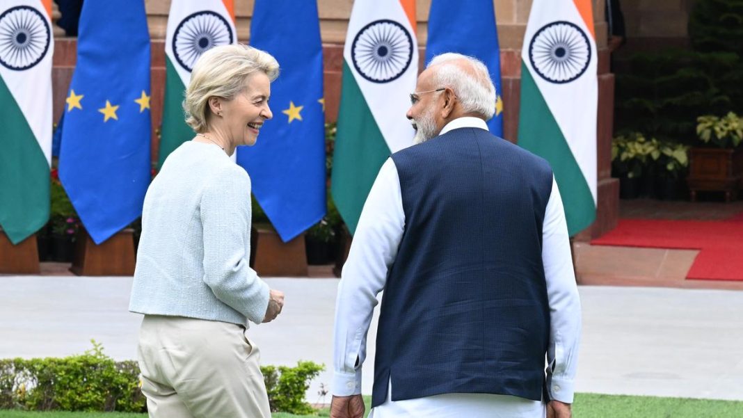 European Commission President Ursula von der Leyen meets Prime Minister Narendra Modi in Delhi. File | Photo Credit: The Hindu