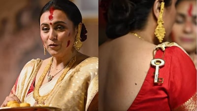 Rani Mukerji's Sindoor Khela look blends tradition with luxury.