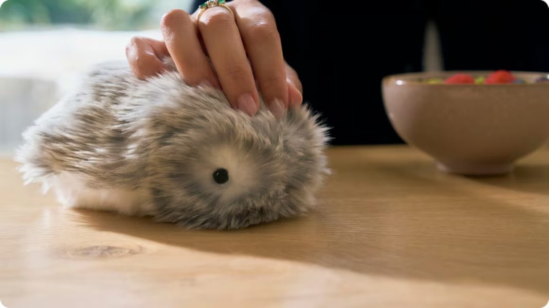 This furball is Moflin, an AI-based emotional robot companion from Casio.