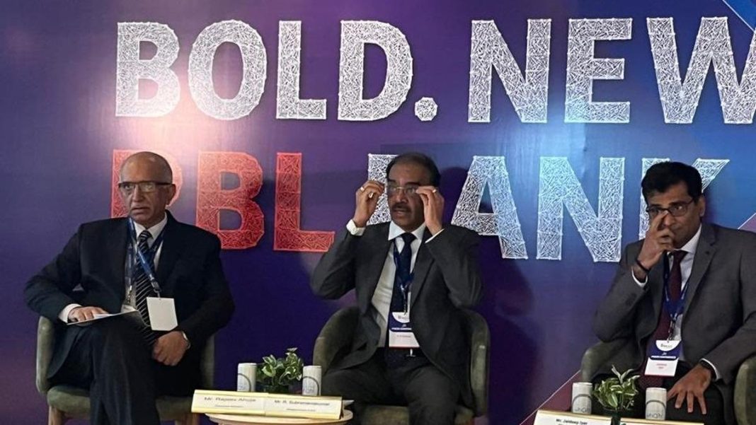 Rajeev Ahuja, Executive Director, R Subramaniakumar, MD & CEO, Jaideep Iyer, Head-Strategy, RBL Bank at a press conference in Mumbai on October 19, 2025 | Photo Credit: Lalatendu Mishra