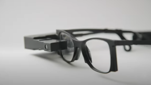 The PRIMA glasses project near-infrared light to the implant in order to restore sight to areas of central retinal atrophy