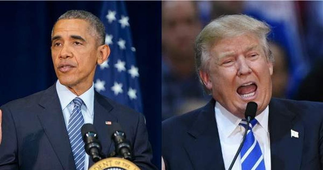 Barack Obama (L) and Donald Trump
