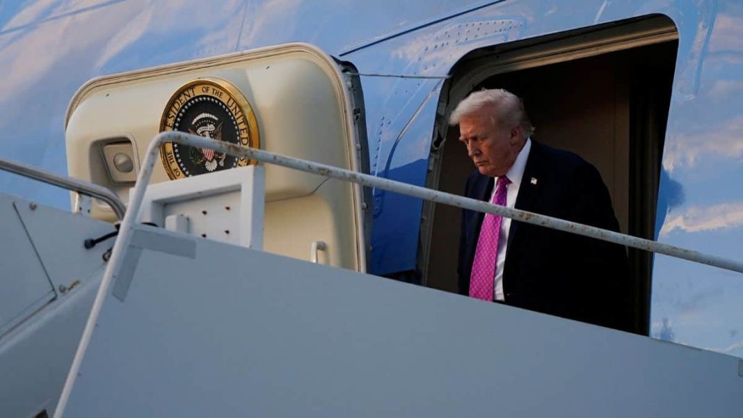 US President Donald Trump disembarks Air Force One at Palm Beach International Airport, in West Palm Beach, Florida, US, October 17, 2025. File Image/Reuters