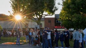 People gather at the Humphreys County Courthouse for a candlelight vigil honoring the victims of a blast at an explosives plant, Accurate Energetic Systems, Sunday, Oct. 12, 2025, in Waverly, Tenn. (AP Photo)