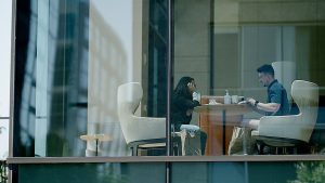 Workers at an Amazon office in Bellevue, Washington, on July 18, 2024. (Grant Hindsley/Bloomberg / Getty Images)