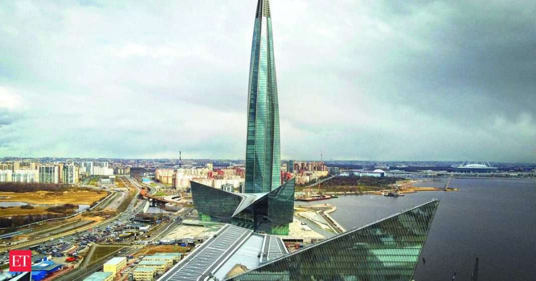 The Lakhta building which houses the Gazprom headquarters in St Petersburg