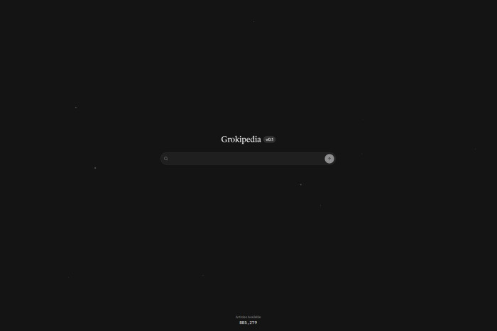 Screenshot of grokipedia.com's front page.
