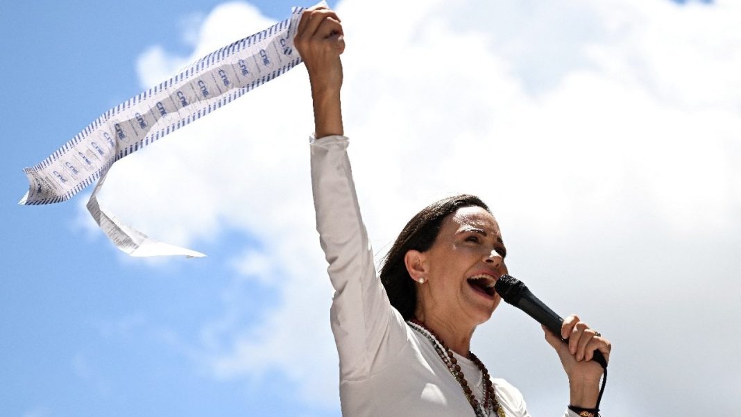 Maria Corina Machado, 58, has been in hiding following last year's election (AFP)
