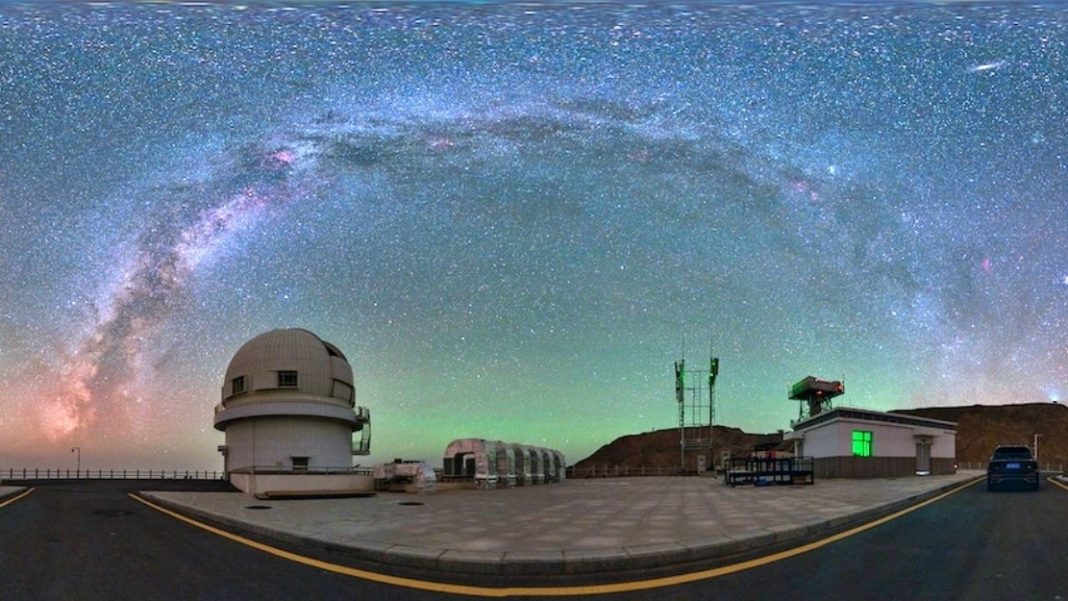 Milky Way galaxy shining during lunar eclipse over Lenghu Observatory-1. (Photo: Jeff Dai)