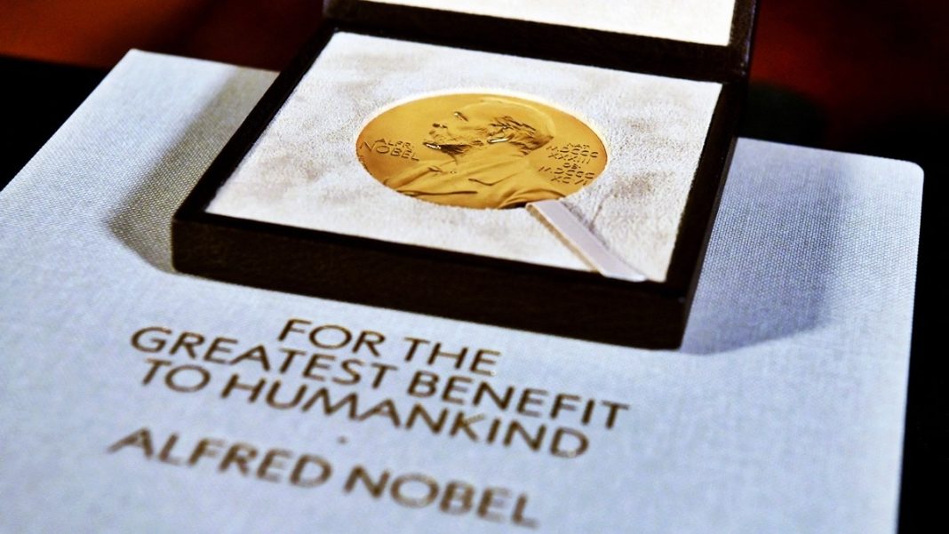 The Nobel Prize medal, presented to Charles M. Rice in Physiology or Medicine, is seen after Swedish Consul General Annika Rembe presented it to him at her residence in New York City. (Photo: Reuters)