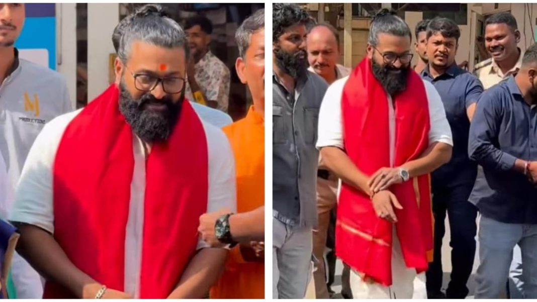 Rishab Shetty waved at fans as he was seen outside Siddhivinayak Temple.