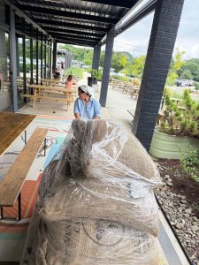 Escazú Chocolates co-owner receives Venezuelan cacao beans in Raleigh, North Carolina, in July.