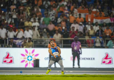 New Delhi: India's Navdeep reacts after making a throw during the Men's Javelin Throw F41 Final event during the World Para Athletics Championships 2025, at Jawaharlal Nehru Stadium, in New Delhi. (PTI Photo/Salman Ali) (PTI10_05_2025_000440B)