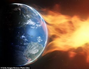 The solar storm striking Earth is believed to have originated from a coronal mass ejection sent out by the sun on November 5 (Stock Image)