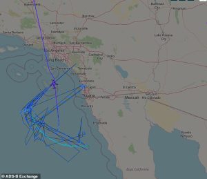 The aircraft then made several circles near the US-Mexico maritime boundary, a region notorious for drug smuggling from Mexico into California, before returning to home base