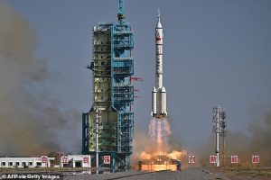 Shenzhou 20 (Pictured) launched in April and was scheduled to return to Earth on Wednesday, but it's believed that space junk damaged their craft