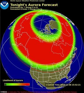 The effects of a strong geomagnetic storm stretching into the northern US could last for several hours on Thursday