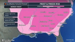 In Tallahassee, Florida, the high will be 56 degrees above freezing, but still well below seasonal norms, with the average low sitting at 49 degrees