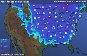 Millions of Americans are set to experience a freeze Monday night