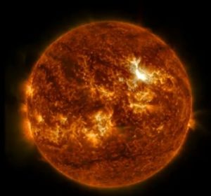 A stunning image of the sun as it released the powerful solar flare