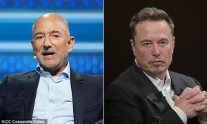The successful launch for Jeff Bezos (left) is the first major sign that the space race with Elon Musk (right) and his company SpaceX is beginning to heat up