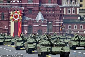 Some on social media have already suggested that Monday's message could have revealed the Russian military's (Pictured in Moscow) next target after Ukraine