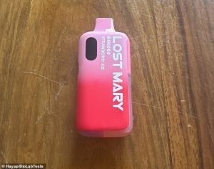 The strawberry ice flavoured Lost Mary vape (pictured) was swabbed shortly after it was opened and continuously swabbed throughout a two-week usage period